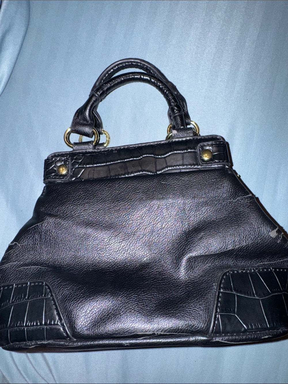 Black PLASTIC-LEATHER Chain birkin 9 inches - Picture 5 of 6